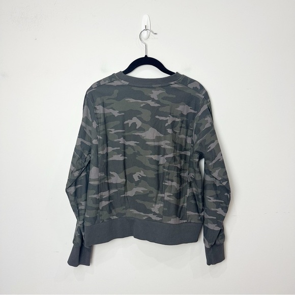 Athleta Farallon Camo Sweatshirt Olive Green Pullover - Picture 4 of 9